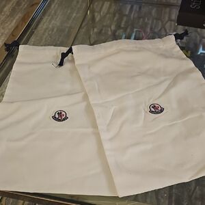 Set of 2 Moncler White Dust Bags with Logo